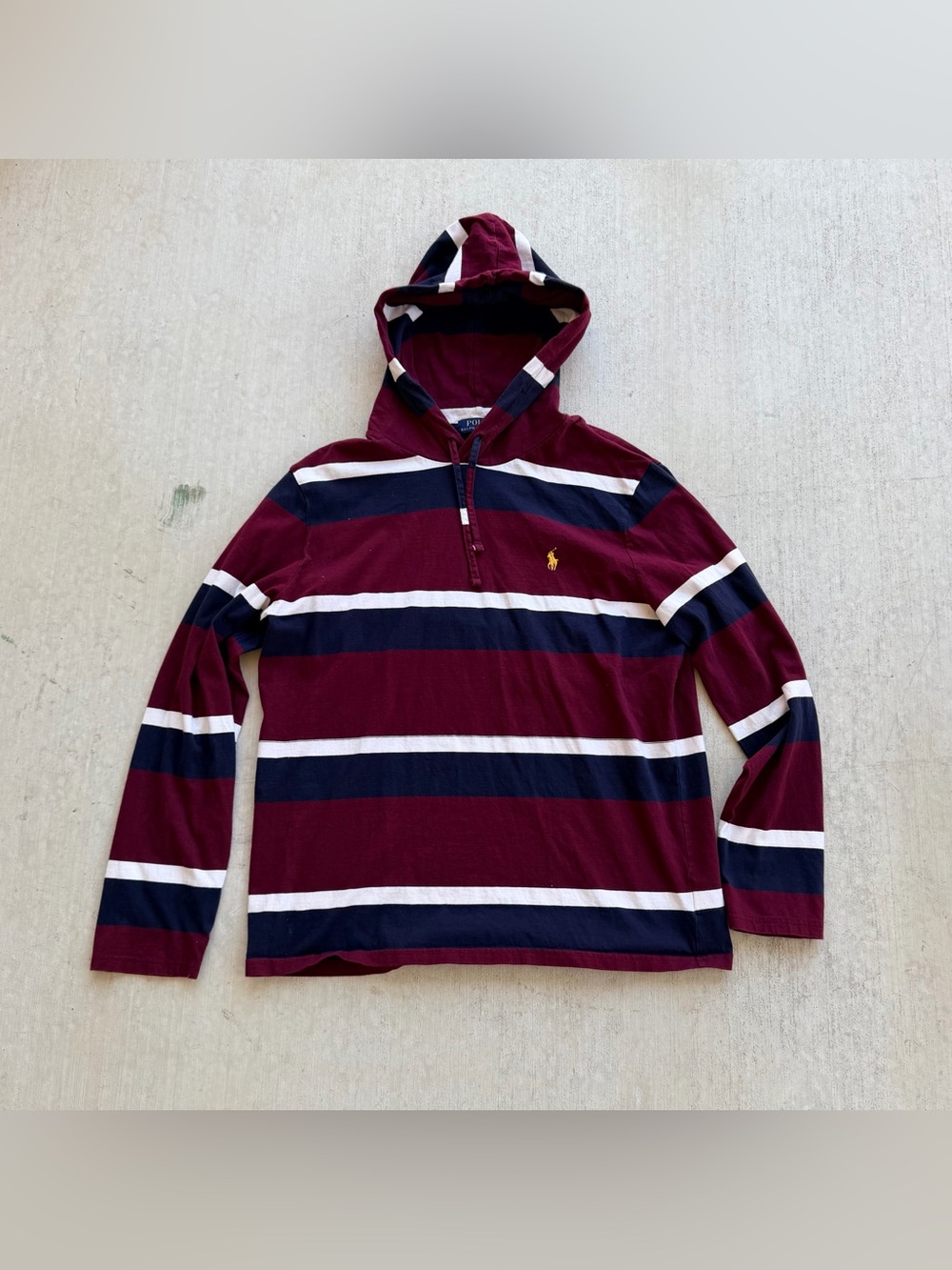 Polo Ralph Lauren Hoodie Pullover Striped Lightweight Men Size Large